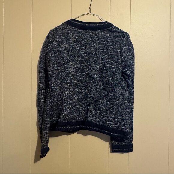 TALBOTS W Sz 4 Navy and White Tweed Braided Trim Jacket Chanel Style lady jacket - Picture 4 of 9